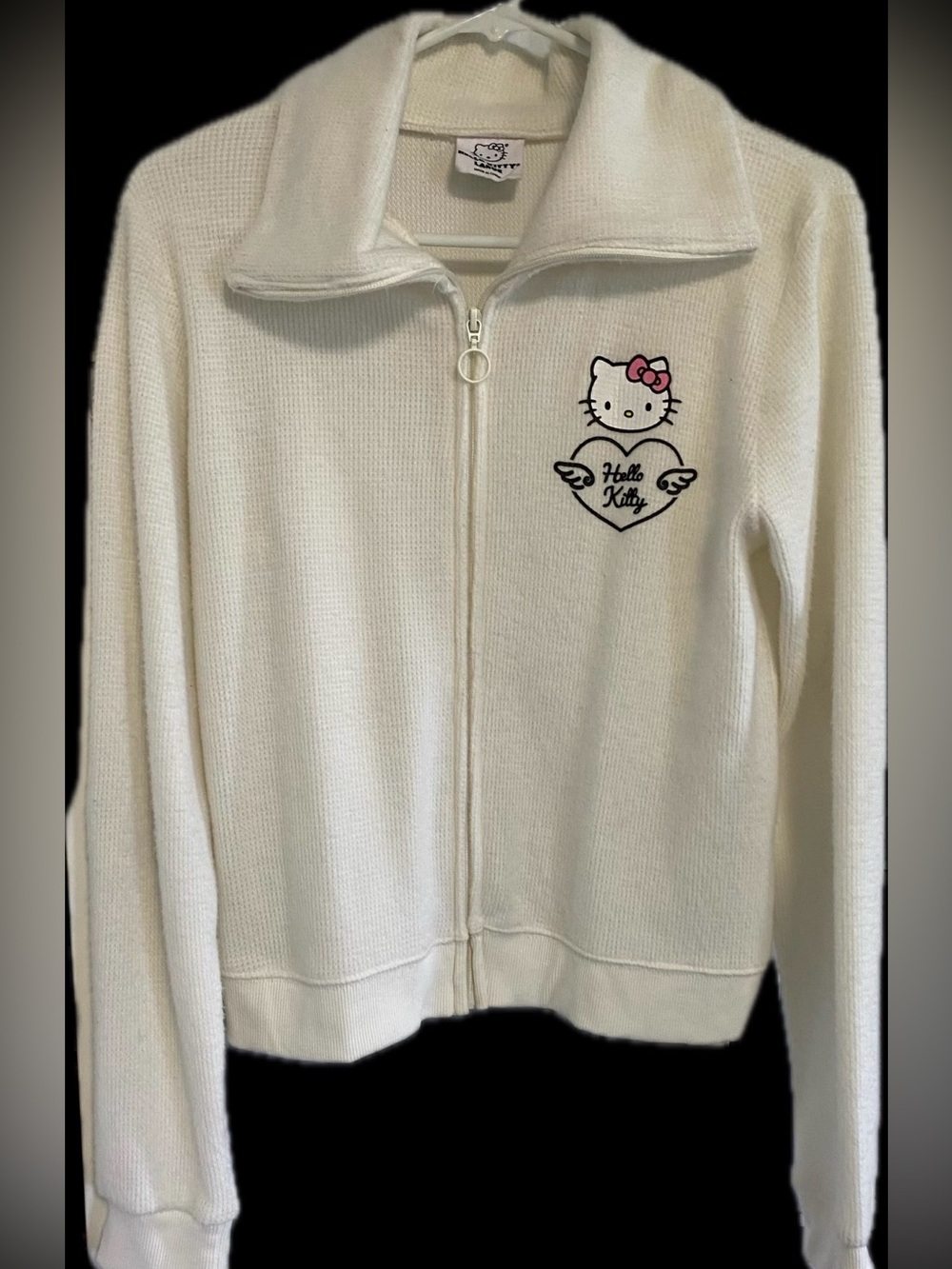 Hello Kitty White Full-Zip Jacket Sweater with collar